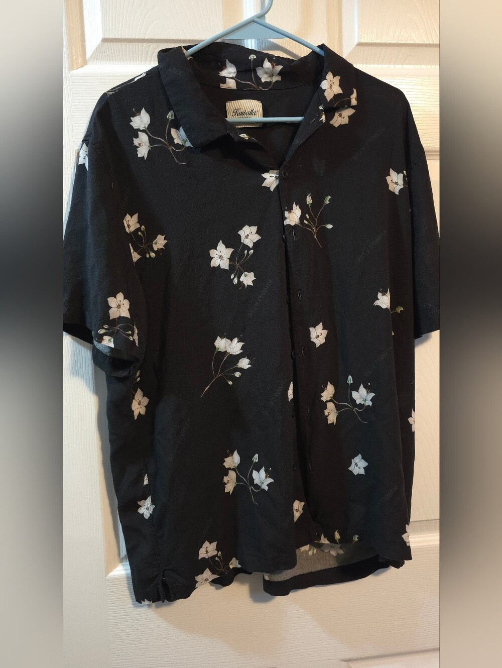 4/$25 Deal! Black Short-Sleeve Shirt with White Floral Print